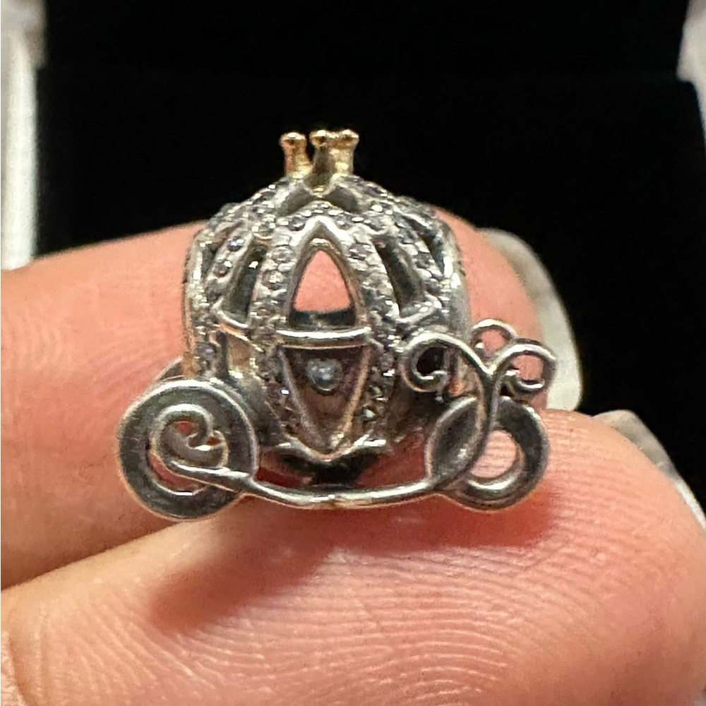 Authentic Pandora Sterling silver and gold Disney Cinderella carriage charm